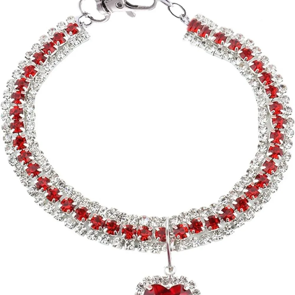 NEW Sparkling Bling Swarovski Crystal Rhinestone Heart Pet Collar: Cat O…